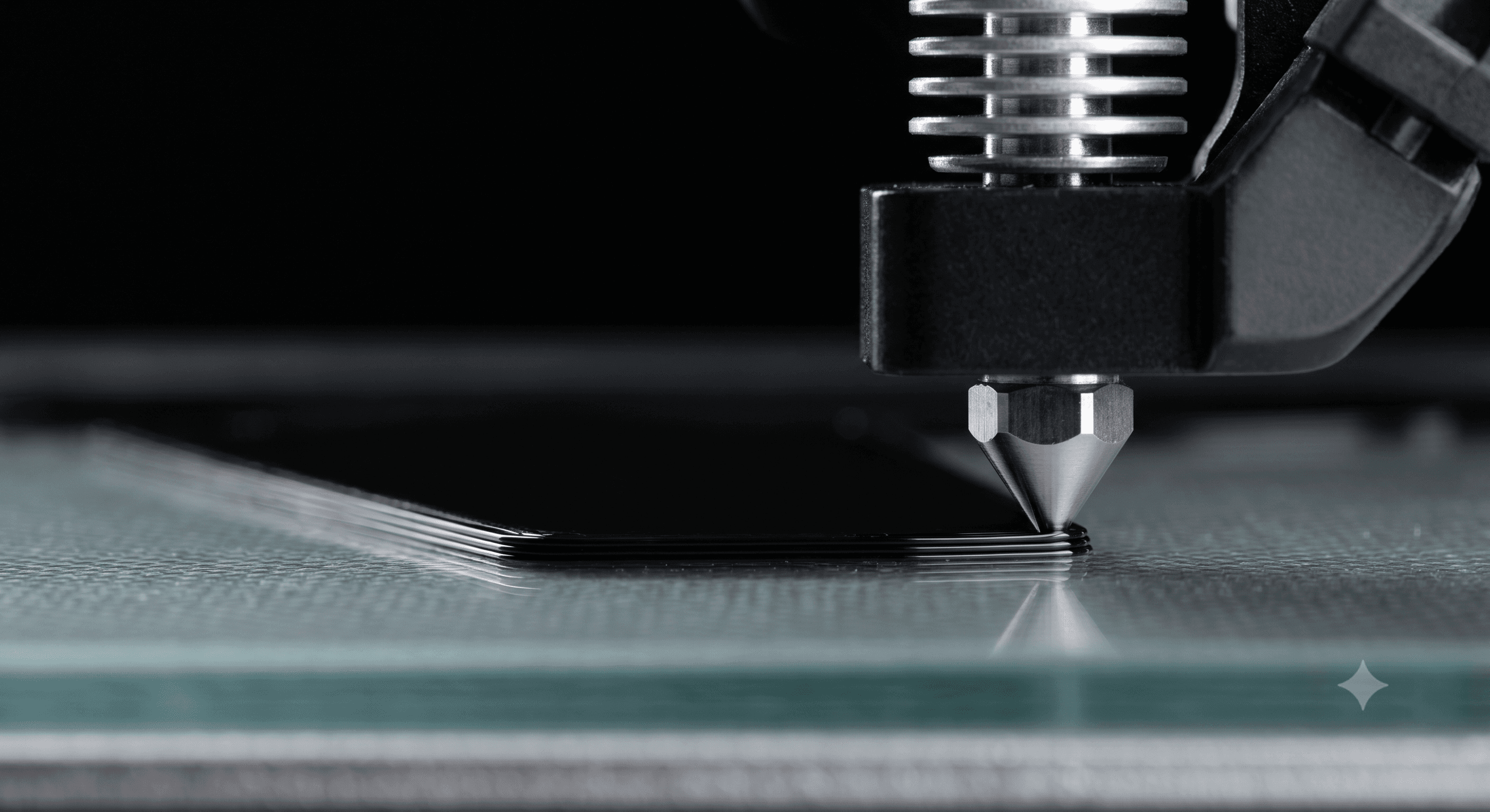 Close view of a 3D printer producing a part