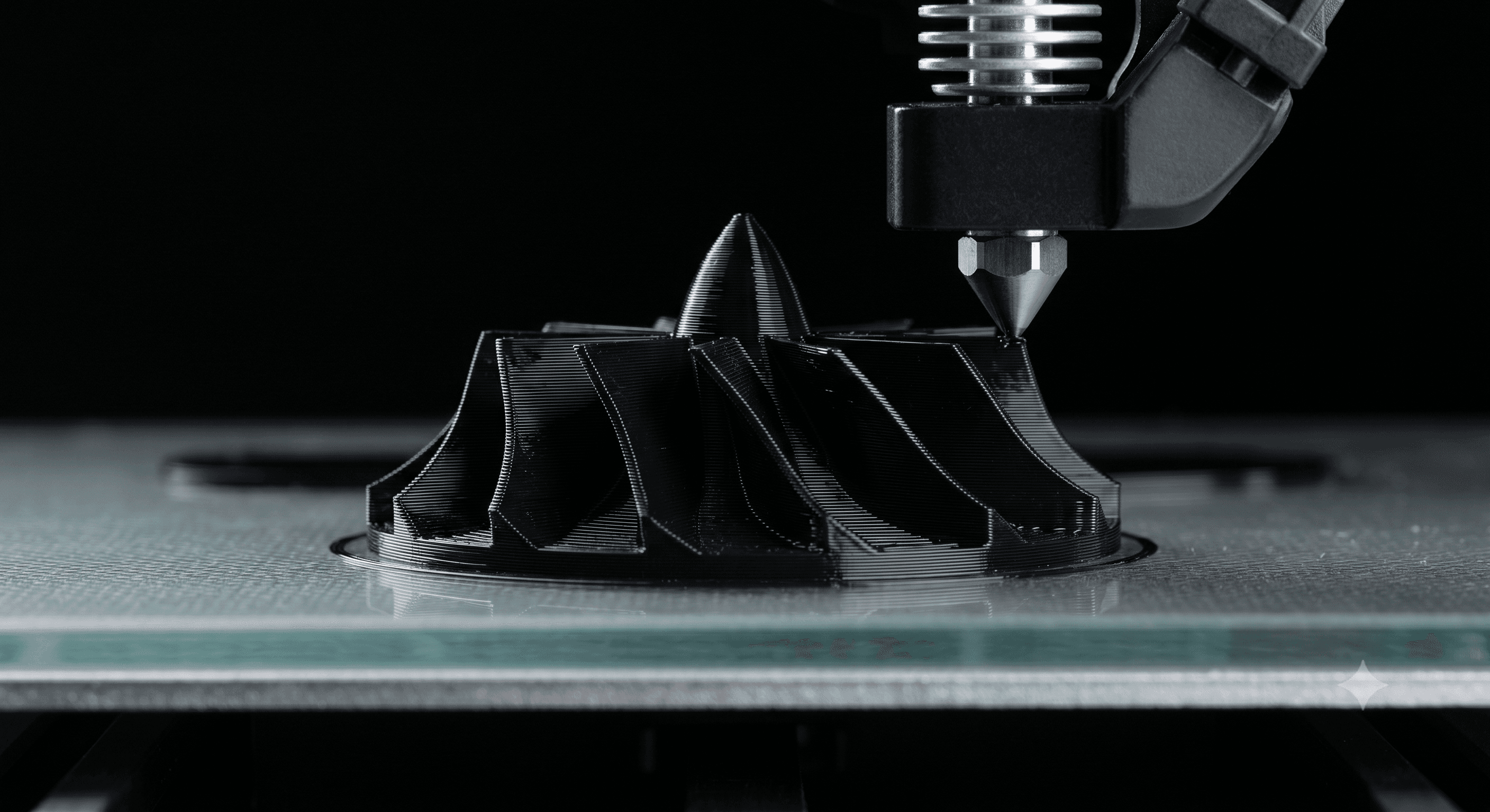 3D printing process detail with controlled lighting